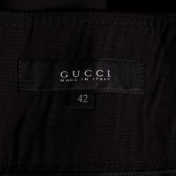 Pre Owned Gucci Black Wool Straight Leg Trousers M