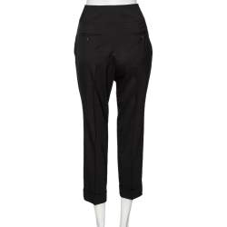 Pre Owned Gucci Black Wool Straight Leg Trousers M