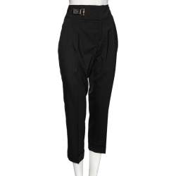 Pre Owned Gucci Black Wool Straight Leg Trousers M