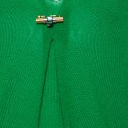 Pre Owned Gucci Green Cashmere Jewel Embellished Plunging Neck Sleeveless Sweater M