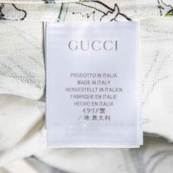 Pre Owned Gucci Cream Floral Printed Cotton Pleated Mini Skirt M