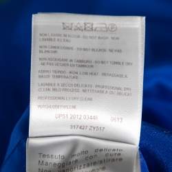 مملوكة مسبقًا Gucci Blue Printed Silk Button Front Lightweight Coat M 