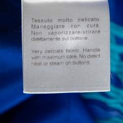 مملوكة مسبقًا Gucci Blue Printed Silk Button Front Lightweight Coat M 