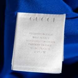 مملوكة مسبقًا Gucci Blue Printed Silk Button Front Lightweight Coat M 
