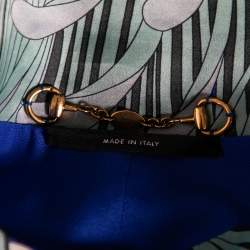 مملوكة مسبقًا Gucci Blue Printed Silk Button Front Lightweight Coat M 