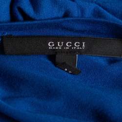 Pre Owned Gucci Yellow Silk Short Sleeve Blouse M