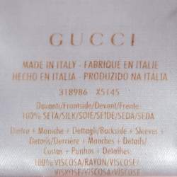 Pre Owned Gucci Yellow Silk Short Sleeve Blouse M