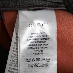 Pre Owned Gucci Grey Neoprene Bow Embellished Crewneck Sweater M