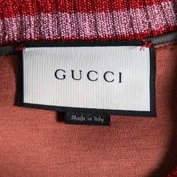 Pre Owned Gucci Grey Neoprene Bow Embellished Crewneck Sweater M