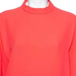 مملوكة مسبقًا فستان غوتشي جيرسيه برتقالي محمر فتحة خلفية أكمام مكشكشة