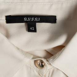 Pre Owned Gucci Cream Silk Kimono Sleeves Front Button Shirt M