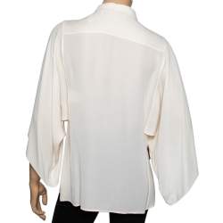 Pre Owned Gucci Cream Silk Kimono Sleeves Front Button Shirt M