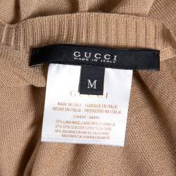 Pre Owned Gucci Beige Wool & Cashmere Knit V-Neck Long Sleeve Sweater M 
