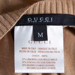 Pre Owned Gucci Beige Wool & Cashmere Knit V-Neck Long Sleeve Sweater M 