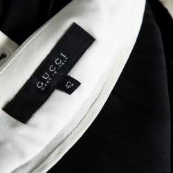 Pre Owned Gucci Black Silk and Leather Trim Drawstring Trouser M