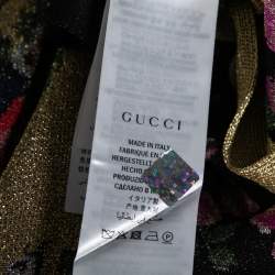 Pre Owned Gucci Multicolor Floral Intarsia Lurex Knit Tank Top & Reversible Cardigan M