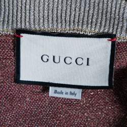 Pre Owned Gucci Multicolor Floral Intarsia Lurex Knit Tank Top & Reversible Cardigan M