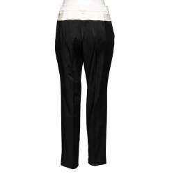 Gucci Black Cotton & Silk Contrast Trimmed Tailored Pants M