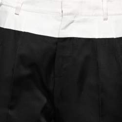 Gucci Black Cotton & Silk Contrast Trimmed Tailored Pants M