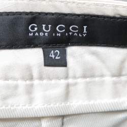 Gucci Black Cotton & Silk Contrast Trimmed Tailored Pants M
