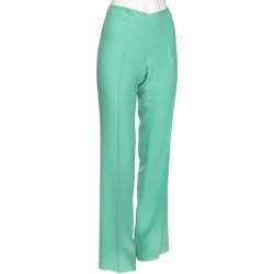 Pre Owned Gucci Mint Green Silk Crepe Straight Pants M 