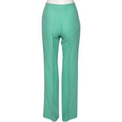 Pre Owned Gucci Mint Green Silk Crepe Straight Pants M 