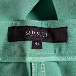 Pre Owned Gucci Mint Green Silk Crepe Straight Pants M 