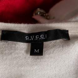 Gucci Red & Ivory Cashmere Short Sleeve Jumper M