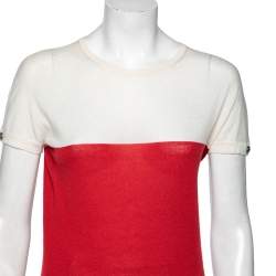 Gucci Red & Ivory Cashmere Short Sleeve Jumper M