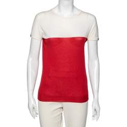 Gucci Red & Ivory Cashmere Short Sleeve Jumper M