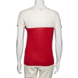 Gucci Red & Ivory Cashmere Short Sleeve Jumper M