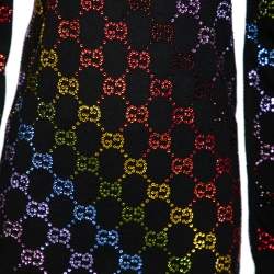 Pre Owned Gucci Black Wool Rainbow GG Crystal Embellished Sweater M 