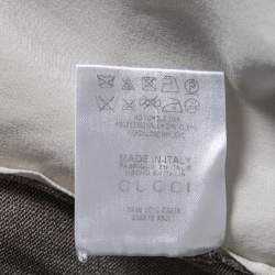 Pre Owned Gucci Grey and White Chain Printed Silk Sleeveless Top M