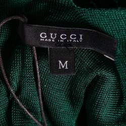 Pre Owned Gucci Green Knit Pleated Twisted Neck Sleeveless Top M