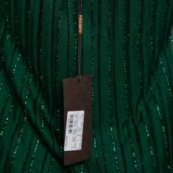 Pre Owned Gucci Green Knit Pleated Twisted Neck Sleeveless Top M