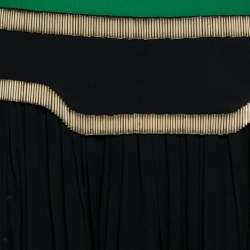 Gucci Green and Black Plisse Silk Detail Embellished Strapless Dress M