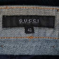 مملوكة مسبقًا Gucci Blue Denim Horsebit Detailed Jeans M 
