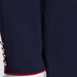 Pre Owned Gucci Navy Blue Crepe Contrast Trimmed Blazer L