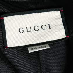 Pre Owned Gucci Black Crepe Fox Badge Contrast Trim Detail Blazer M