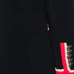 Pre Owned Gucci Black Crepe Fox Badge Contrast Trim Detail Blazer M