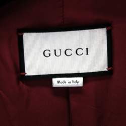 Pre Owned Gucci Black Leather Zip Front Jacket M