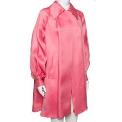 Pre Owned Gucci Pink Patterned Silk Lightweight Cape Coat M