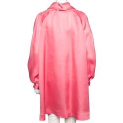 Pre Owned Gucci Pink Patterned Silk Lightweight Cape Coat M