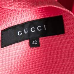 Pre Owned Gucci Pink Patterned Silk Lightweight Cape Coat M