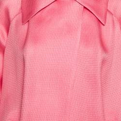 Pre Owned Gucci Pink Patterned Silk Lightweight Cape Coat M