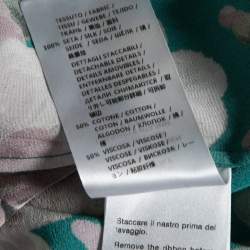 Pre Owned Gucci Green Floral Printed Silk Crepe Button Front Blouse L