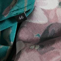 Pre Owned Gucci Green Floral Printed Silk Crepe Button Front Blouse L