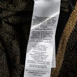 Pre Owned Gucci Gold & Black GG Lurex Jacquard Wool Jumper S