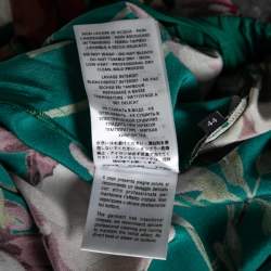 Pre Owned Gucci Green Floral Printed Silk Pants M