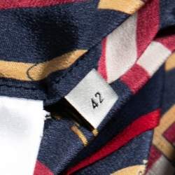 Pre Owned قميص غوتشي حرير مخطط جي جي متعدد الألوان بطوق أمامي بفينوكة مقاس وسط ( ميديوم )